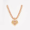 Matt gold ruby green Peacock designer necklace