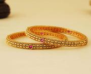 ANTIQUE GOLD PLATED STONE BANGLE SET