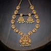 Gold Plated Bridal Set with Intricate Goddess Lakshmi Carvings