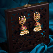 antique pearl stone ruby green jhumkas