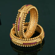 BEAUTIFUL KUNDAN & RUBY BANGLE SET