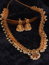 Red Gold Tone Temple Necklace Set with Pearls