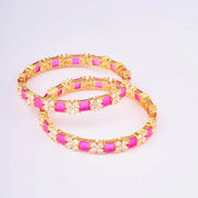 Classy 1gm Gold ruby white A.D Bangles