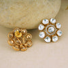 GOLD PLATED FLORAL MESSONITE KUNDAN STUD