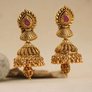 GOLD PLATED LONG JHUMKA EARRING