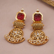 GOLD PLATED PEARL DROP STONE EARRING