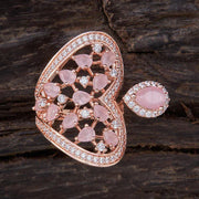 Rose-Gold Plated Finger Ring with Bended Heart Design