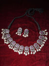 Maroon Silver Tone Tribal Necklace set