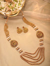 Red Gold Tone Temple Necklace Set with Pearls