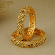 GOLD PLATED STONE BANGLE SET