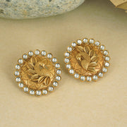 ROYAL GOLD PLATED LONG STONE EARRING