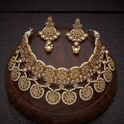 Gold-Plated Necklace Set with Traditional Motifs