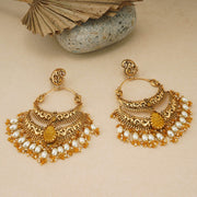 ROYAL GOLD PLATED LONG CHANDBALI EARRING