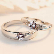 Platinum Plated Elegant Austrian Crystal Adjustable Solitare Couple Ring