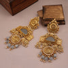 ROYAL GOLD PLATED LONG STONE EARRING