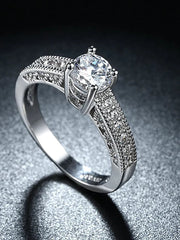 Platinum Plated Austrian Crystal Adjustable Ring for Women