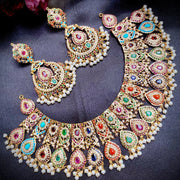 BRIDAL JADAU NAVRATTAN NECKLACE SET