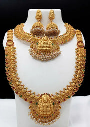 Gold Plated Temple Big Necklace with Small Necklace Jeweller