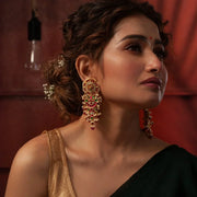 Gold Plated Kempu Jadau Earrings