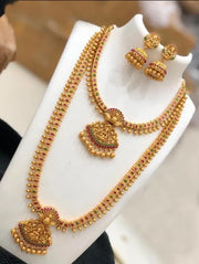 Gold Plated Temple Big Necklace with Small Necklace Jeweller