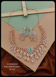 AD Rose gold Finished Diamond AD Necklace set