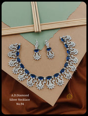 AD Silver Finished Diamond AD Necklace set