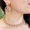 DELICATE RUBY NECKLACE SET WITH CHANDBALI EARRINGS