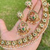 GOLD PLATED EMERALD SET | TRADITIONAL INDIAN NECKLACE