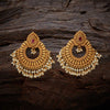 Gold-Plated Traditional Jhumka Earrings With Stone