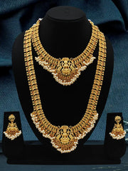 Gold Plated Temple Big Necklace with Small Necklace Jeweller