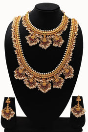 Gold Plated Temple Big Necklace with Small Necklace Jeweller