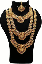 Gold Plated Temple Big Necklace with Small Necklace Jeweller